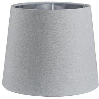 Sinta 7 Modern Tapered Lampenschirm Ersatz Grau Gewebe Einfacher Stil Lichtschattierung Mit Silber Futter für E27/E14 Tischleuchte/Wandleuchte
