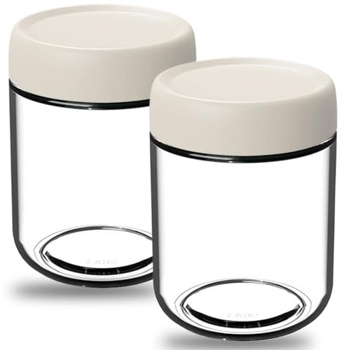 Wedhapy 2PCS Airtight Overnight Oats Jars with Lids,500ml Glass Overnight Oats Container, Clear Wide Mouth Mason Jars Parfait Cups with Lids for Jam,3.5x4.5 White