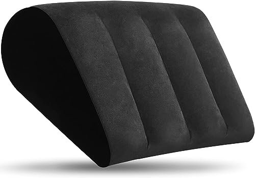 Soutien Lombaire Oreillers-Coussin Lombaire Coussins Relève-Jambes Coussin Nuque-Coussin Cervicales Oreiller de Voyage Gonflable Repose Tete Pillow Coussin de Lecture Coussin Dos Triangulaire(Noir)