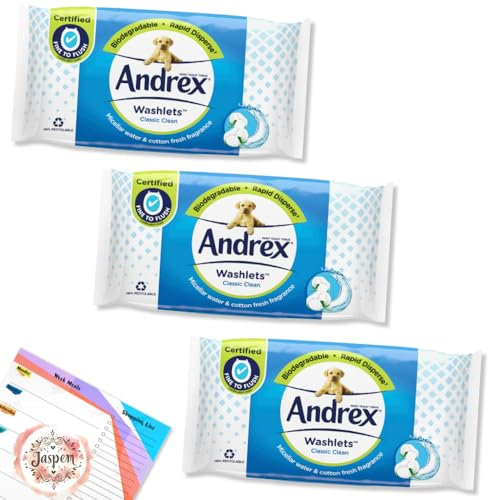 Wipe Flushable Classic Clean Washlets 108 wipes (3 packs of 36 each), Gentle Wet Wipe Compatible, Fine to Flush Toilet Tissue, Biodegradable Rapid Disperse