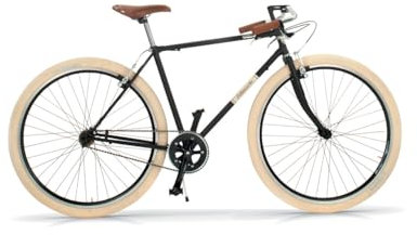 Via Veneto the Original - Herrenfahrrad City Bike Roma Man 28 Zoll Ein-Gang-Schaltung, Retro-Fahrrad, Vintage-Fahrrad, Made in Italy, Größe 50, Schwarz Kaffeepulver (matt) | VV698M