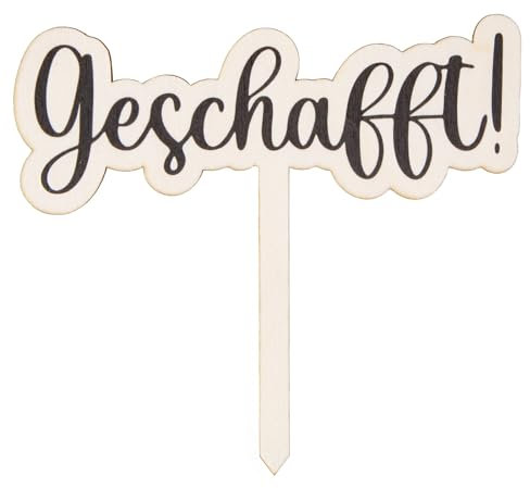 Logbuch-Verlag Geschafft Cake Topper Prüfung bestanden Schulabschluss Abitur Tortendeko Holzstecker 15 x 21 cm