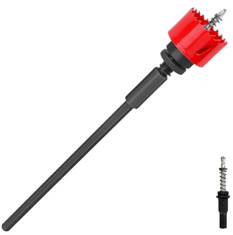 hsawbit Scie-cloche bimétallique en acier rapide HSS avec tige hexagonale étendue de 300 mm, coupe-trou de 70 mm, pour bois, contreplaqué, PVC, cloison sèche et tôles métalliques souples - 70 mm