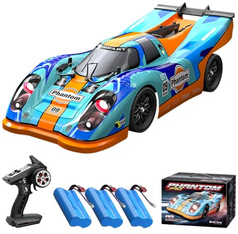 Teeggi 16307 PRO 1:16 Voiture télécommandée pour adulte, moteur sans balais 60 km/h, 2,4 GHz RC haute vitesse, voiture de course tout-terrain, véhicule tout-terrain 4WD RC, 3 batteries (bleu)