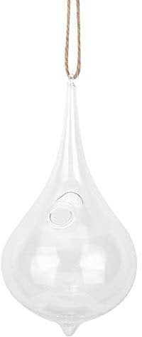 Xnferty Hanging Teardrop Rope Terrarium, 6.3IN Hanging Glass Planter Fern Vase Holder Clear Succulent Planter Tea Light Votive Candle for Succulent Moss Tillandsias Plants Globe and Teardrop