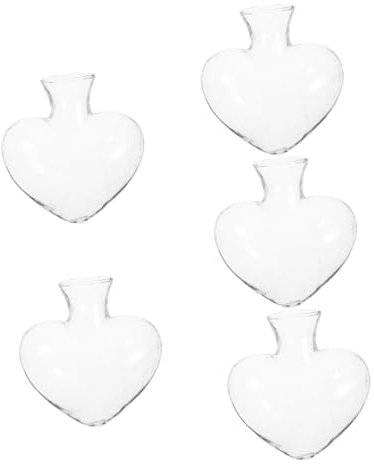 Alipis 5 Stück Hydrokultur Flasche Blumenhalter Dekorative Vase Glasvase Für Büro Herzförmige Terrarium Hydrokultur Vase Blumenvase Blumenarrangement Vase Herzförmige Vase Glas