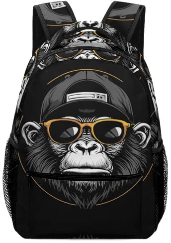 VesFy Cooler Affe Große Kapazität Rucksack Tier Schultaschen Casual Daypack Buchtasche Büchertasche Für Schule Und Reise One Size