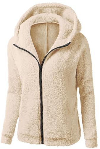HAOLEI Felpe con Cappuccio Donna Felpa in Pile Patchwork Manica Lunga Felpe Donna con Zip Fronte-Retro Invernale Felpa Pelosa Casual Giacca Teddy Caldo Cappotto con 2 Tasche Offerte del Giorno Lampo