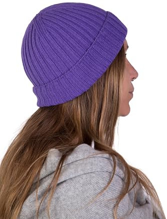 Cappellino Misto Cashmere Uomo Donna Made in Italy Cappello Sciarpa Berretto Cachemire Invernale Cuffia Unisex Lana Merino Nero Grigio Bianco Beige Calda Taglia Unica Pashmina (Viola)