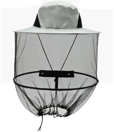 Mosquitero Sombrero de Pesca, Sombrero de Cabeza de Apicultor Gorra de Mosquitero con Malla Sombrero Apicultura Capucha Mosca Máscara Gorro para Pesca Cámping Jardinería Senderismo(Gris)
