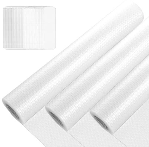 ZOFUN 3 Roll Drawer Liners, 30 x 500 cm Cupboard Liners Non Slip, EVA Shelf Mat & Fridge Liners with Sticky Pads, Clear Oil-Proof Shelf Liners for Fridge Shelves Cupboard Cabinet Protection