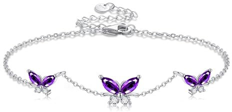 ONEFINITY Schmetterling-Armband 925 Sterling Silber Lila Schmetterling Armband mit Zirkonia Schmuck Geschenke für Frauen
