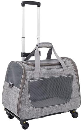 Felenny Katzentragetasche Transporttasche mit Rollen Haustiertragetasche auf Rädern Haustier Reisetasche 2 in 1 Trolley Haustier Katze Tasche für Tierarztbesuche Auto Zug Flugzeug