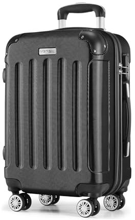 MERISH Reisekoffer Koffer Kofferset Trolleys Zwillingsrollen 3tlg. Hartschale in 9 Farben (Black, M)