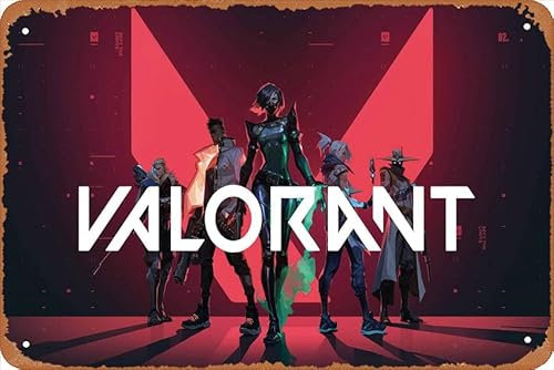 Valorant Game Wandposter Metall Vintage Band Blechschilder Retro 30,5 x 20,3 cm Garage Plakette Deko Wohnzimmer Garten Schlafzimmer Büro Hotel Cafe Bar