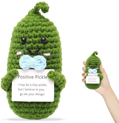 CATOR 1 pcs Muñecas De Punto, Figura De Peluche, Muñeca Positiva Tejida, Animar A Un Amigo Regalo, Animar Decoraciones De Fiesta Regalo De Despedida Colega Pepino (Verde)