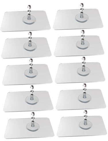 NUOBESTY 20 Piezas Parche de tornillo sin rastro pegatinas de uñas clavo Sin tornillo de agujero Ganchos de servicio pesado Adhesivo para uñas con tornillo sin perforaciones planchar Plata