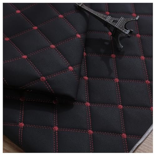 Kunstleder PVC Leder Polster Stoff Lederkonzept Polsterstoff Gesteppt Kaschiert Meterware Möbelstoff Dekostoff,Grau Möbel Textil Meterware(Black,1.4X1m)