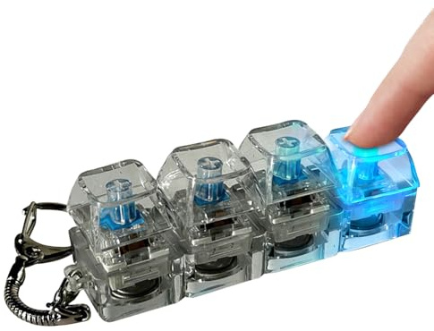 Generisch Keyboard Toy, Light Up Fidget with Clicker Keys, Transparent Color Design, Fun Style, Simple to Use Feature, Sensory Play Tool, Travel Accessory for Adults Kids Family 2.95x0.78x1.18 Inches