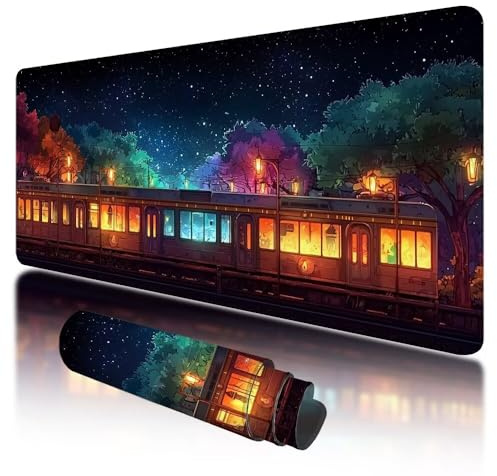 Gaming Mauspad XXL 800 x 300 mm, Großes Mauspad Bunt mit Vernähten Kanten, Gaming Mousepad Zug mit Verbessert Präzision und Geschwindigkeit, Mousepad XXL Wasserdicht für PC, Laptop, Büro Zubehör, J-82