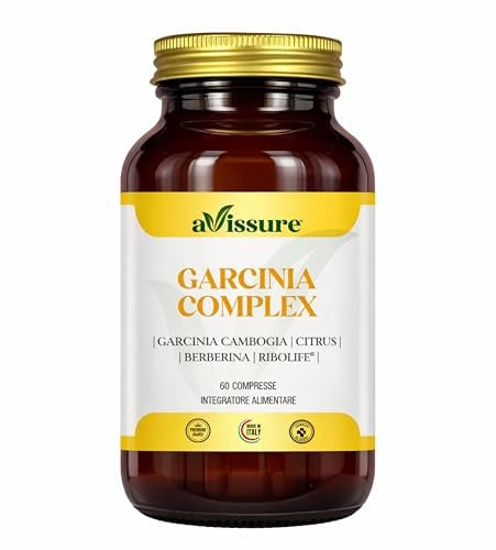 avissure™ Garcinia Complex, Garcinia Cambogia, Citrus e Cromo, 60 Compresse | Garcinia Cambogia, Citrus Aurantium, Berberina, Caffè Verde, Cromo Picolinato, Ribolife®, Vegan, Senza Glutine, Lattosio, OGM