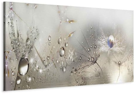 murando - Wandbilder XXL Pusteblume 135x45 cm 1 tlg Wand Deko Leinwand Bilder Groß Wandbild Wohnzimmer Bild Schlafzimmer Kunstdrucke Panoramabild - Blumen Natur Grau Löwenzahn Tautropfen b-C-0169-b-b