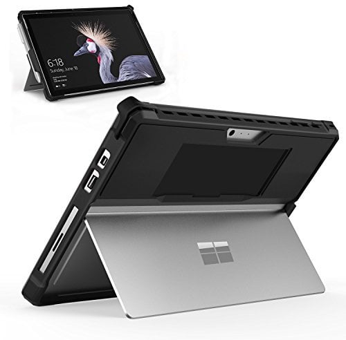 MoKo Hülle Kompatibel mit Microsoft Surface Pro 7 Plus 2021/Surface Pro 7 2019/Pro 6/Pro 2017/Pro 5/4/LTE, All In One Schutzhülle Stifthalter Handschlaufe Kompatibel mit Typ Cover Tastatur, Schwarz