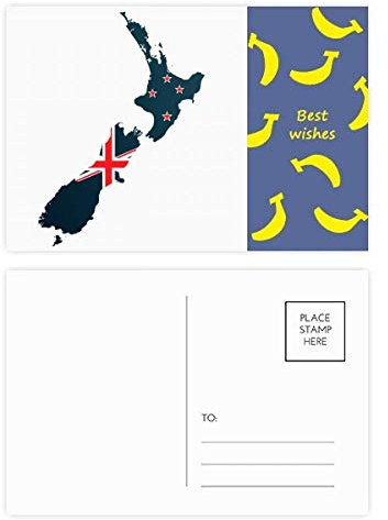 The Flag Island Country Map Neuseeland Banana Postkarten-Set, Danksagungskarte, Mailing-Seite, 20 Stück