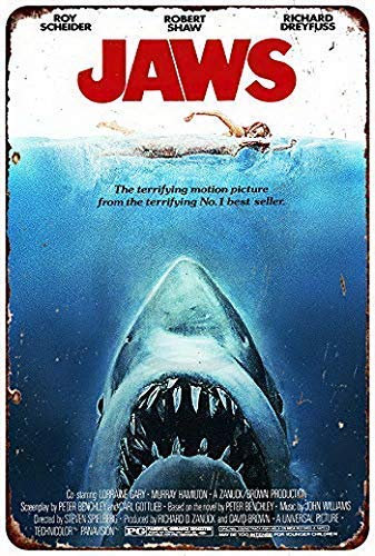 Jaws Movie Retro Vintage Custom Metall-Blechschild Home House Coffee Beer Drink Bar Blechschild 20,3 x 30,5 cm