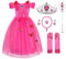 JerrisApparel Vestido de Niña Ceremonia Princesa Disfraz con Mariposa (110, Rosa Con Accesorios)