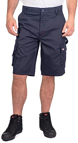 Lee Cooper Short Travail Homme Cargo – Workwear Résistant Multi Poches Entretien Facile, Été Léger Triple Coutures Capri Short(bleu marine, 38W)