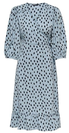 ONLY Damen Onlolivia WVN Noos 3/4 Wrap Midi Dress Kleid, Blue Fog, S EU