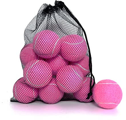 HPWFHPLF Tennisbälle, 15 Packungen Übungs-Tennisbälle für Anfänger, große Trainingsbälle für Hunde, mit Netz-Tragetasche (Pink)