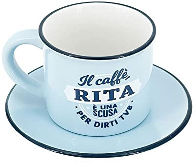 Taza de café personalizada con platillo – Rita
