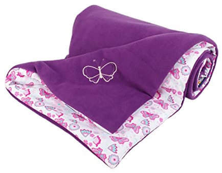 Kaarsgaren Kinderwagendecke für Winter, Größe 70 x 100 cm, doppelseitig Kuscheldecke, Babydecke, Erstlingsdecke, Krippe Decke (Lila/Schmetterling)