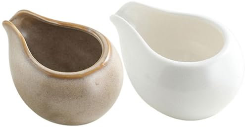 Operitacx 2 Pezzi Mini Brocca Ceramica Per Latte, Lattiera Da 100ml Per Caffè E Latte Art, Piccola Brocca in Ceramica Bianca Per Salse E Creamer