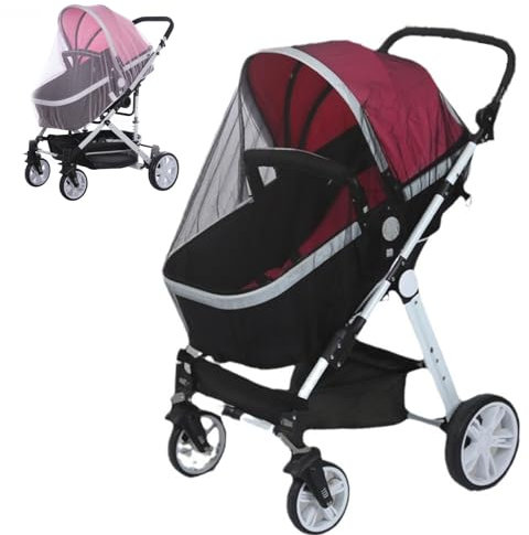 2pcs Universal Insektenschutz für Kinderwagen,mit Praktisch Doppelten Reißverschluss luftiger Kinderwagen Insketenschutz passt für Kinderwagen/Bett oder Autositz(Schwarz+Weiß)
