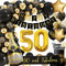 50 Geburtstag Deko, Geburtstagsdeko 50 Mann Frauen, Schwarz Gold Deko mit Happy Birthday Girlande, Deko 50 Geburtstag Luftballon 50 für 50 Männer Geburtstag Dekorationen