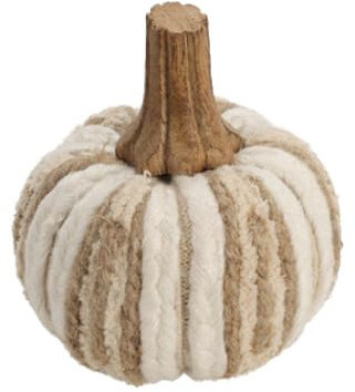 Kürbis Stoff Creme Braun Holz Herbst Deko Tischdeko 9cm Ø, Form:A