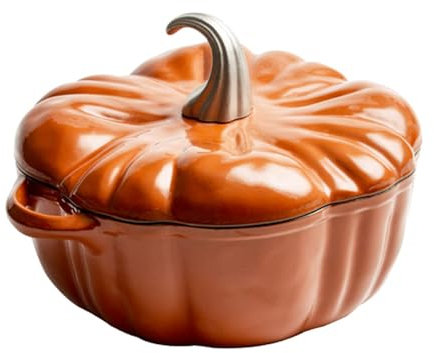 Casserole Dishes,Enameled Cast Iron Casserole Pot Creative Pumpkin Shape Dutch Oven Roasting Cooker with Lid, Non Stick Saucepan Deep Soup Pot Induction Hobs And Oven Safe