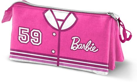 Barbie Varsity-Estuche Portatodo Triple, Rosa, 23 x 11 cm