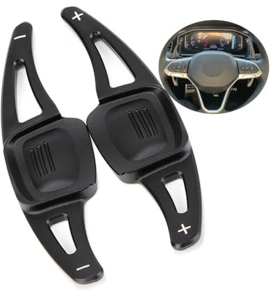 ontto Estensione del bilanciere del Cambio per Auto, Adatto per VW Golf7.5 MK7 Golf 8 MK8 VW Polo MK6 Passat B8 TiguanTouareg Atlas Metallo Shift Paddle Shifter Estensione Decorazione Interna Nera