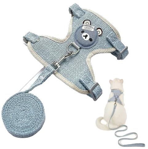 PHCOZY 1 Pcs Verstellbares Hasengeschirr, Kaninchen Leine für Zwergkaninchen, Leine Weiches Geschirr für Kaninchen, für Kleintier Hase Hamster Katze Outdoor (22-37cm)