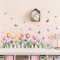 KAIRNE Bunt Wandtattoo Blume,Schmetterling Tulpen Wandsticker,Pflanzen Blume Wandtattoo,Blumen Wandsticker für Kinderzimmer Mädchen,Blumen Tulpen Fensteraufkleber für Wohnzimmer Schlafzimmer Wanddeko