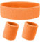 AORHOFJ 3 Stück Schweißband Set Weicher Baumwolle Schweissband Sport Stirnband Fitness Armband für Herren und Damen Fitness Sport Laufen,schweißband orange Farbe,stirnband damen