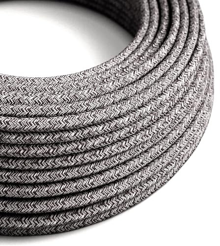 LEDSone 5 Meters Grey, White, Black Multi Tweed Vintage Colour Braided Flexible Cable, 3 Core Round Fabric Electrical Cable Wire for Multiple uses, Old Antique Lamp, Pendants Lights, Other Appliances