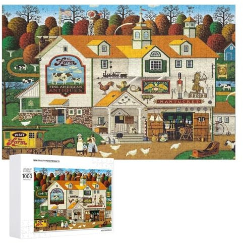 Jigsaw Puzzle - Charles-Wysocki - The Farm - 1000 Pieces Jigsaw Puzzle Challenging and Stimulating Puzzle Game Wall Art Unique Gift