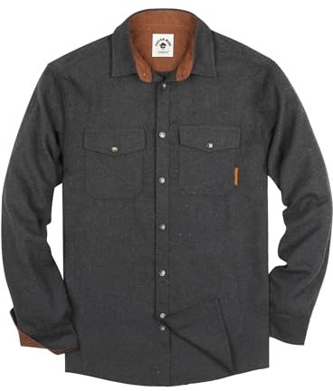 TARAINYA Chemise Flanelle Homme A Carreaux Manches Longues Regular Fit avec Poche Gris foncé L