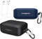 easyBee Custodia compatibile con Realme Buds Air 7 Earbuds, con 2 cinghie anti-perdita, custodia in silicone liquido, antiurto, custodia per cuffie Bluetooth, colore nero e blu