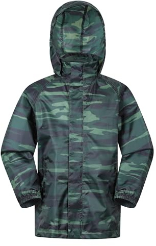 Mountain Warehouse Pakka Kids Waterproof Jacket - Wind Resistant, Lightweight,Breathable Rain Coat for Girls & Boys, Packaway Bag - For Rain, Autumn, Winter Khaki Kids Size 3-4 Years